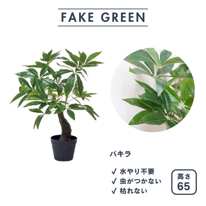 フェイクグリーン パキラ 中型 観葉植物 本物そっくり リアル 65cm 造花 インテリア おしゃれ グリーン 緑 お祝い 開店祝い 新居祝い 水やり不要 虫 楽 フェイク 人工観葉植物 室内 ギフト お手入れ簡単 パーテーション オフィス