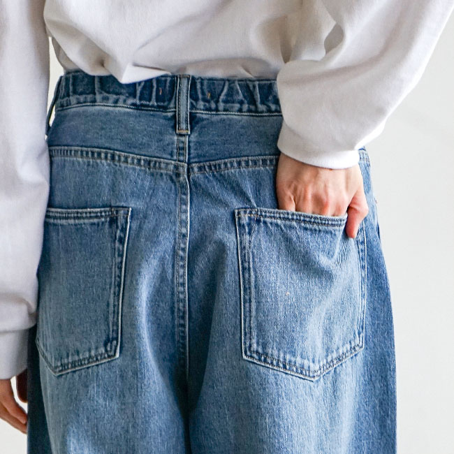 SOLAMONAT ソラモナ 5Pルーズストレートイージーデニムパンツ Mサイズ ◇[b1038]SOLAMONAT(ソラモナ)5Pルーズストレートイージーデニム