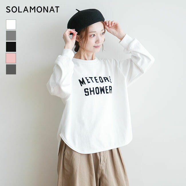 ◇SOLAMONAT(ソラモナ) ペンネ天竺メンズライクプリントプルオーバー レディース トップス ロンT カットソー スウェット トレーナー【日本製】 [SMA-PEN-RD-LT-PT]