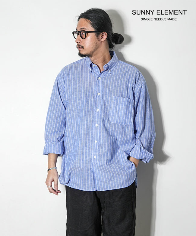 SUNNY ELEMENT(サニーエレメント) Hike BD Shirt ハイクボタンダウンシャツ メンズ トップス ボタンシャツ BDシャツ ストライプシャツ [hike-bd-shirt]｜WOODY HOUSE／ウッディーハウス