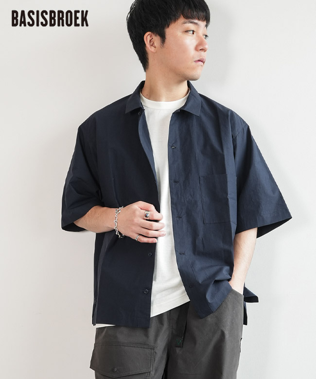 【SALE 30%OFF】BASISBROEK(バージスブルック) PUTTEN -SOLID- メンズ トップス ボタンシャツ 半袖 無地 セール [25111K1]