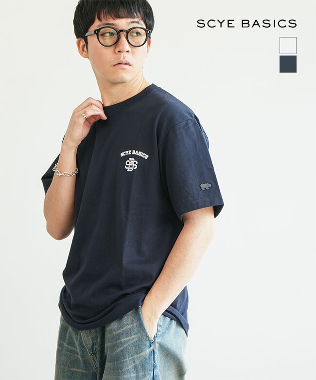 【SALE 30%OFF】Scye/SCYE BASICS(サイ/サイベーシックス) 30/2 Cotton Jersey Monogram Logo T-Shirt コットンジャージーモノグラムロゴTシャツ メンズ トップス 半袖 クルーネック セール [5725-21700]