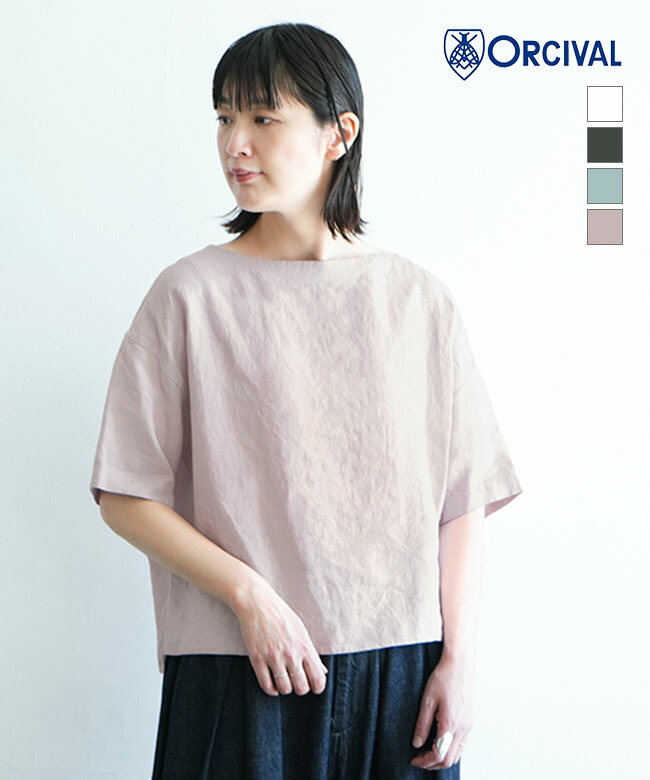 オーシバル リネンクロス ネックギャザー プルオーバーシャツ 半袖 レディース Amazon.co.jp: ORCIVAL オーシバル リネンクロス ネックギャザー