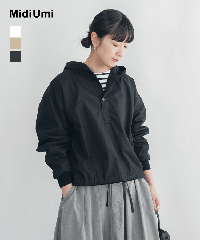 Midi Umi(ミディウミ) フード付きプルオーバーシャツ トップス レディース 長袖 ハーフプラケット [3-739944]