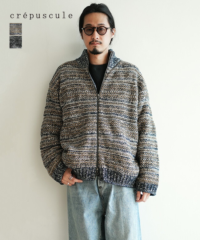 【SALE 30%OFF】crepuscule (クレプスキュール) Multi Border Mix Drivers マルチボーダー ミックスドライバーズ メンズ レディース ユニセックス ニット セーター ブルゾン ジャケット 羽織 セール [2503-018]