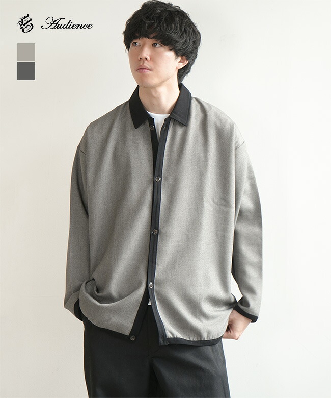 【SALE 50%OFF】Audience(オーディエンス) LANATEC (ラナテック) TECH シャンブレーシャークスキン ポロカーディガン メンズ トップス ボタンシャツ 長袖 セール [AUD7369]