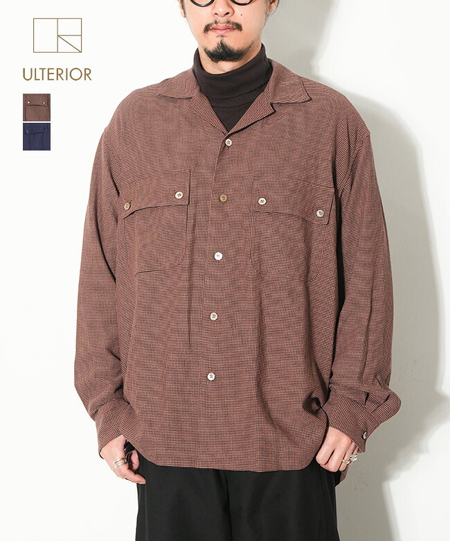ULTERIOR(アルテリア)RAYON LINEN CHECK W/P SHIRT(レーヨンリネンチェックダブルポケットシャツ) [USH61-KC218] セール｜WOODY HOUSE／ウッディーハウス