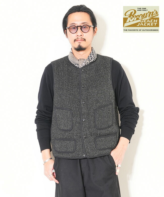 ローネックベスト BROWN'S BEACH型 ブラック J.S ホームステッド 524-01.jpg