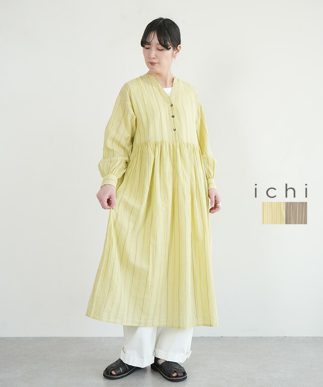 ichi Antiquites❣️コットンリネンヘリンボーンワンピース イチアンティークス ヘリンボーンワンピース コットンリネン 【公式通販】