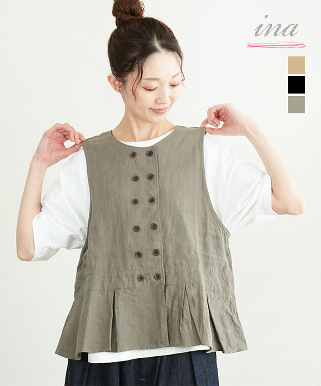 【SALE 10%OFF】ina(イナ) ダブル釦ベスト レディース トップス [261101] セール｜WOODY HOUSE／ウッディーハウス