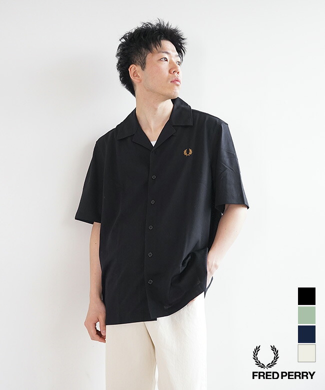 FRED PERRY(フレッドペリー) Compress Mesh Revere Collar Shirt コンプレスメッシュリビアカラーシャツ メンズ トップス [m1745]｜WOODY HOUSE／ウッディーハウス