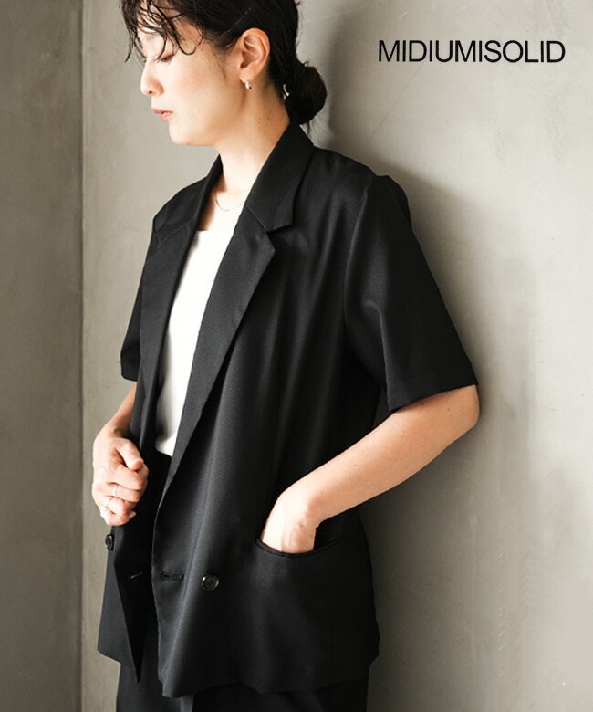 【SALE 20%OFF】MIDIUMISOLID(ミディウミソリッド)half sleeve jacket ハーフスリーブジャケット レディース アウター 羽織り オーバーサイズ [2-132251] セール｜WOODY HOUSE／ウッディーハウス