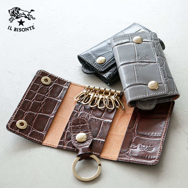 ◇【国内正規販売店】 IL BISONTE(イルビゾンテ)キーケース クロコ エンボスドレザー [54232305851]