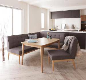 L型 デザイナーズ ロータイプ スタイリッシュ スタイリッシュ ファミレス風 5人用 4点 幅1 低め ベンチ 北欧 4点 高さ65 机 ソファx1 右肘x1 チェア1 ミッドセンチュリー 北欧 L型 5人用 低め Woods ウッズ ダイニングテーブルセット 椅子 コーナーソファー