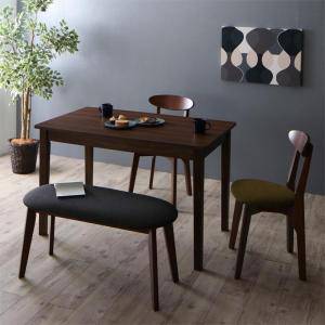 ダイニングテーブルセット 4人用 椅子 ベンチ おしゃれ 安い ブラウン 北欧 食卓 椅子 食卓 4点 デザイナーズ クール 机 チェア2 長椅子1 スタイリッシュ パイン ミッドセンチュリー 幅115 ブラウン 木製