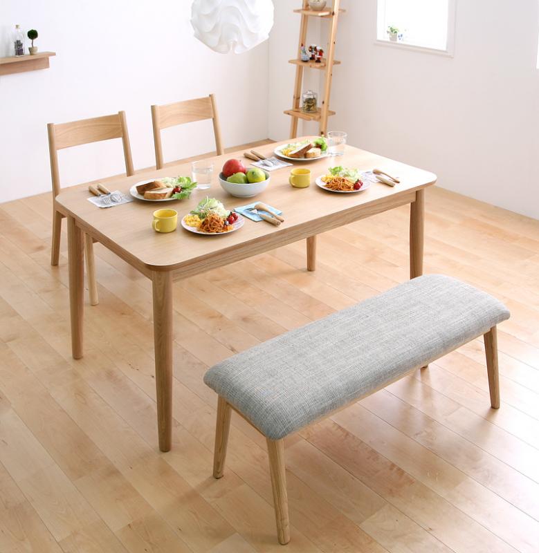 ダイニングセット 4点 4人用 4点セット 【 ナチュラル 】【食卓 4点セット 四点セット 食卓セット テーブル チェア いす 椅子 イス 肘 ベンチ 北欧 無垢 アンティーク モダン 送料無料】｜WOODS（ウッズ）