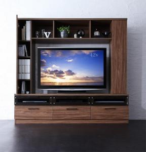 ハイタイプ テレビ台 ワイド 幅170 配線 大容量 ルーター デッキ DVD ゲーム 引き出し ブラウン 茶色 ウォールナット