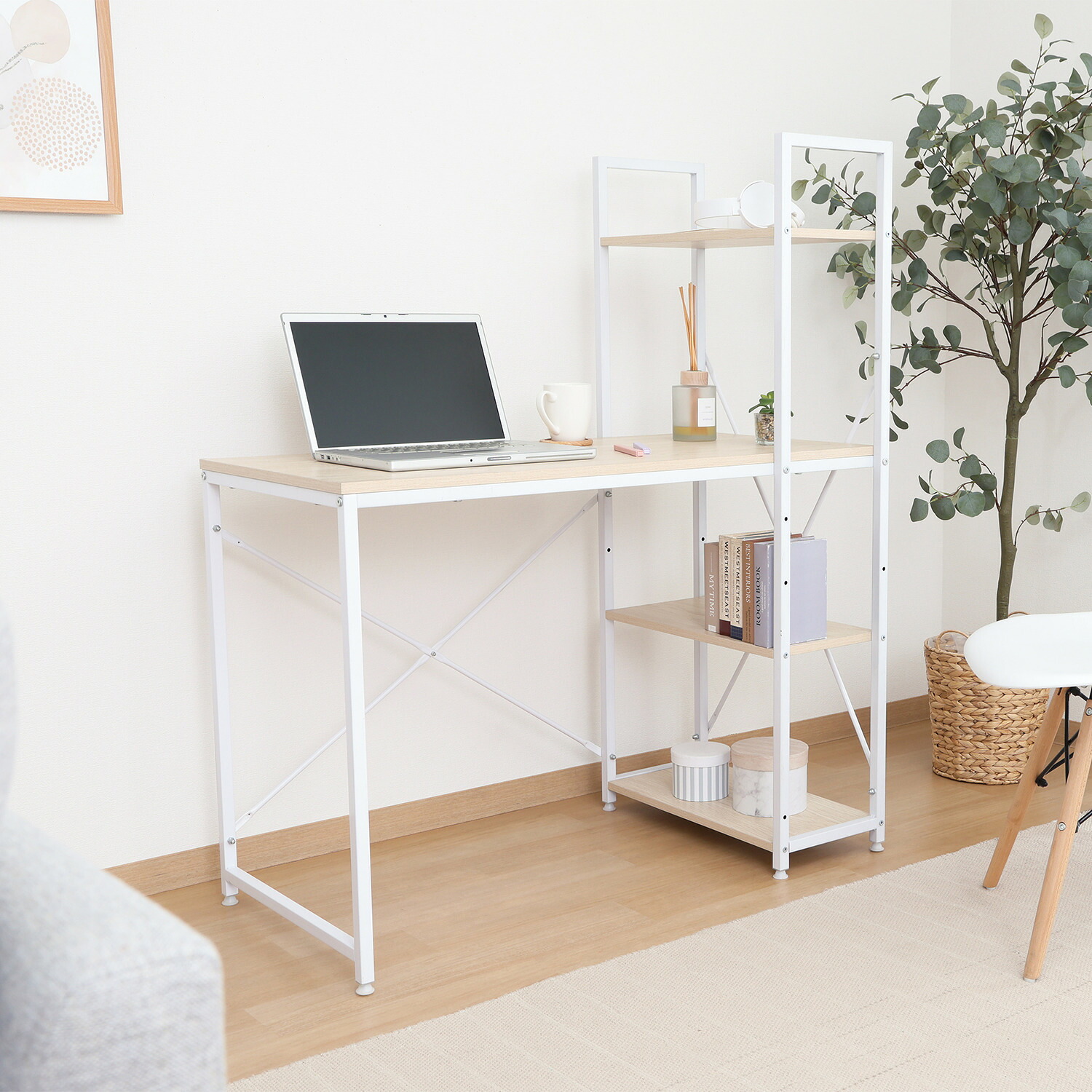Pcデスク 北欧 オフィス 机 シンプル パソコンデスク オフィスデスク パソコンデスク 収納 スリム 机 おしゃれ 棚付き 白 安い 本棚 ラック ワイド 約 幅1 パソコンデスク 机 デスク Pcデスク おしゃれ 安い 北欧 シンプル オフィス スリム 収納 本棚