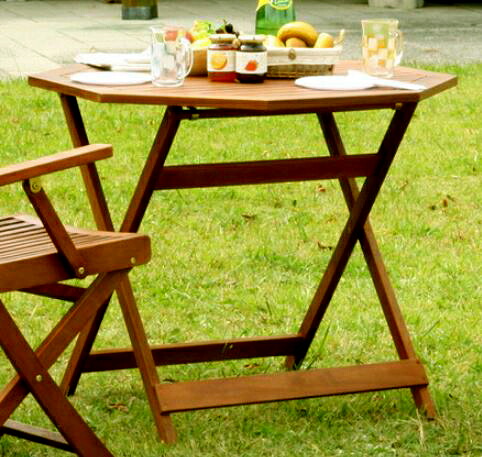 ガーデンテーブル テーブル カフェテーブル アウトドアテーブル BBQテーブル ガーデンファニチャー ガーデン ガーデン家具　バーベキュー　キャンプ　アウトドア　釣り ブラウン 茶色｜WOODS（ウッズ）