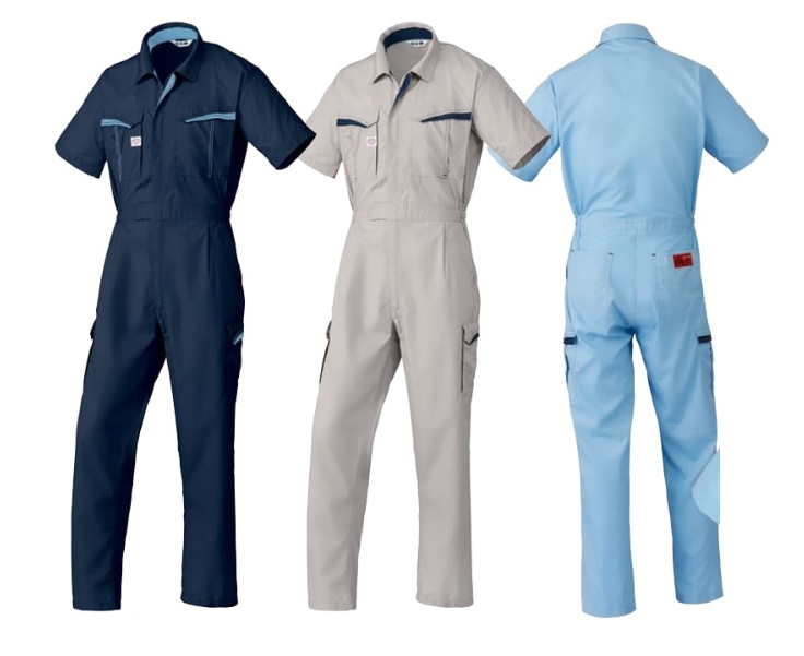 防臭消臭抗菌8901 半袖続き服S-LL 春夏つなぎ新商品 山田辰オートバイ印