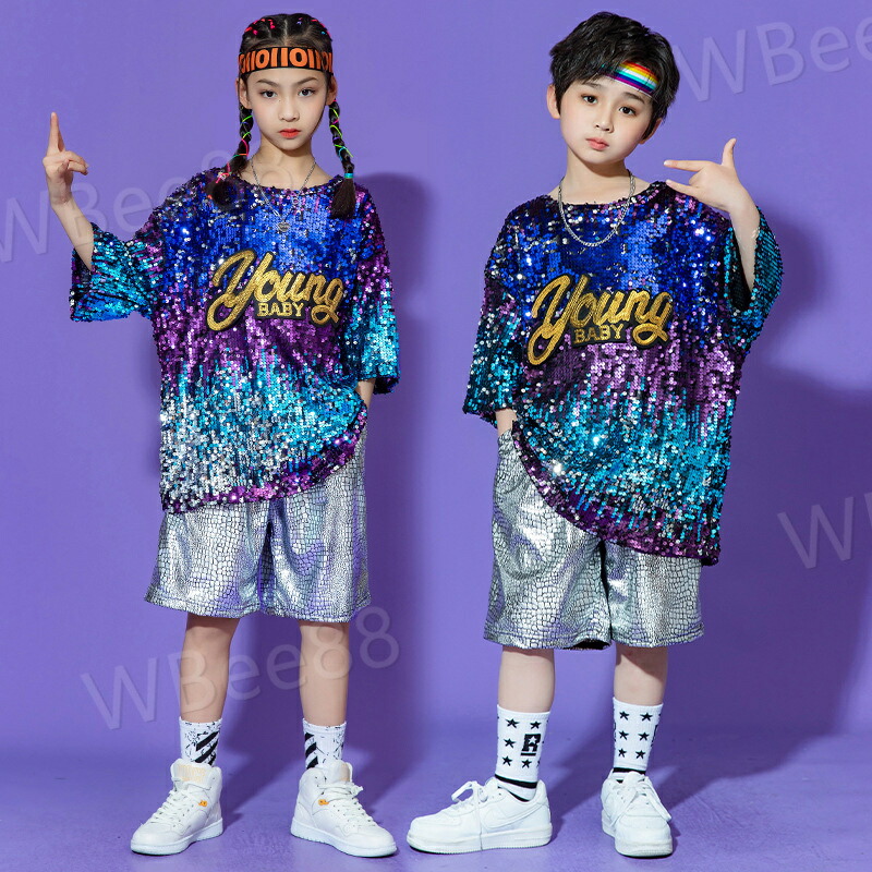 ダンス衣装 セットアップ 上下セット ゆったり ファッション ヒップホップ チアダンス 衣装 ダンス ジャズ 衣装 ヒップホップ ダンス衣装 キッズ キラキラ 演出服 発表会 団体服 運動会 練習着 かっこいい 男の子 女の子 お洒落 4,048円