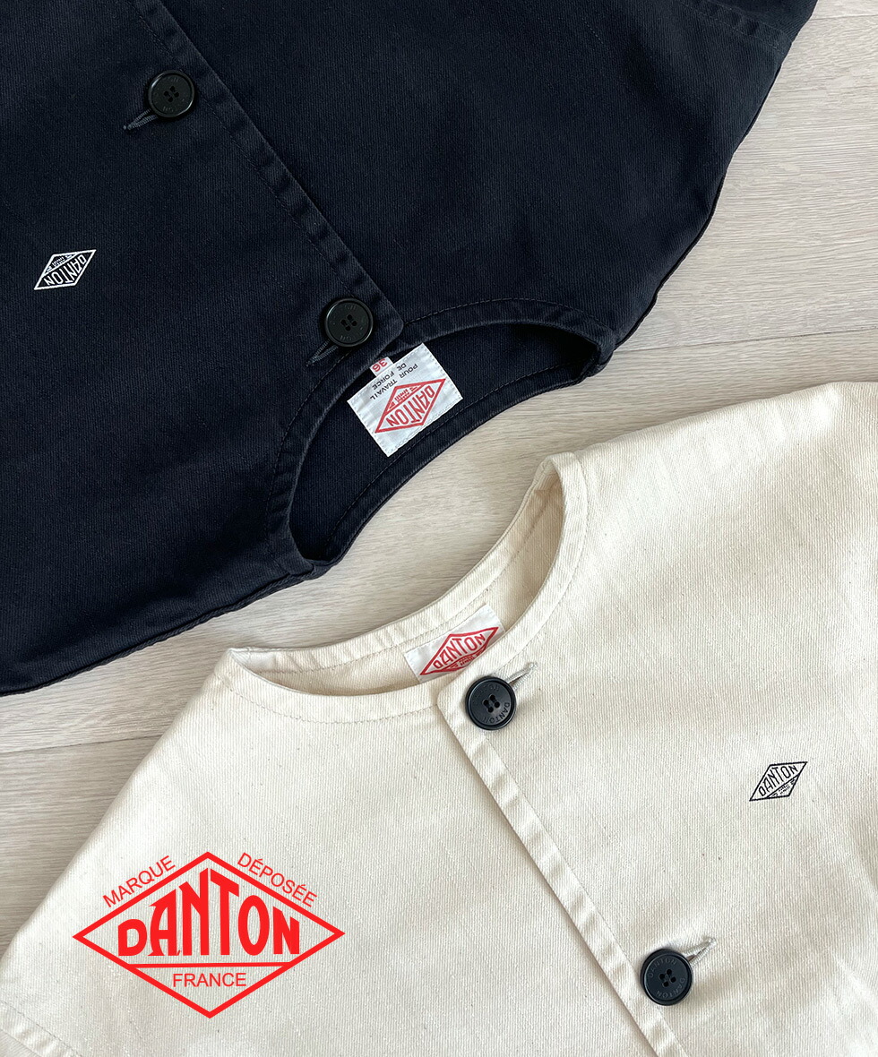 【送料無料】【正規取扱店】DANTON ダントン Women's Cotton Drill Collarless Short Jacket レディース コットンドリル ノーカラー ショートジャケット カツラギジャケット ワイドシルエット 軽アウター