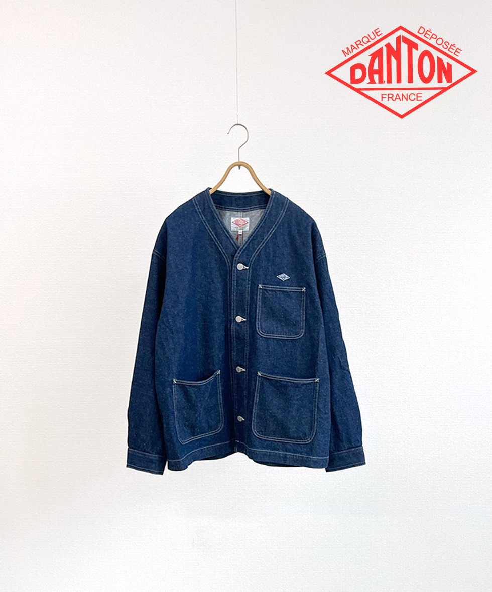 【送料無料】【正規取扱店】DANTON Men's Denim Collarless Jacket ダントン メンズ ノーカラージャケット 11oz デニム ジャケット スラブ ヴィンテージ カバーオール 軽量 着回し 春秋冬