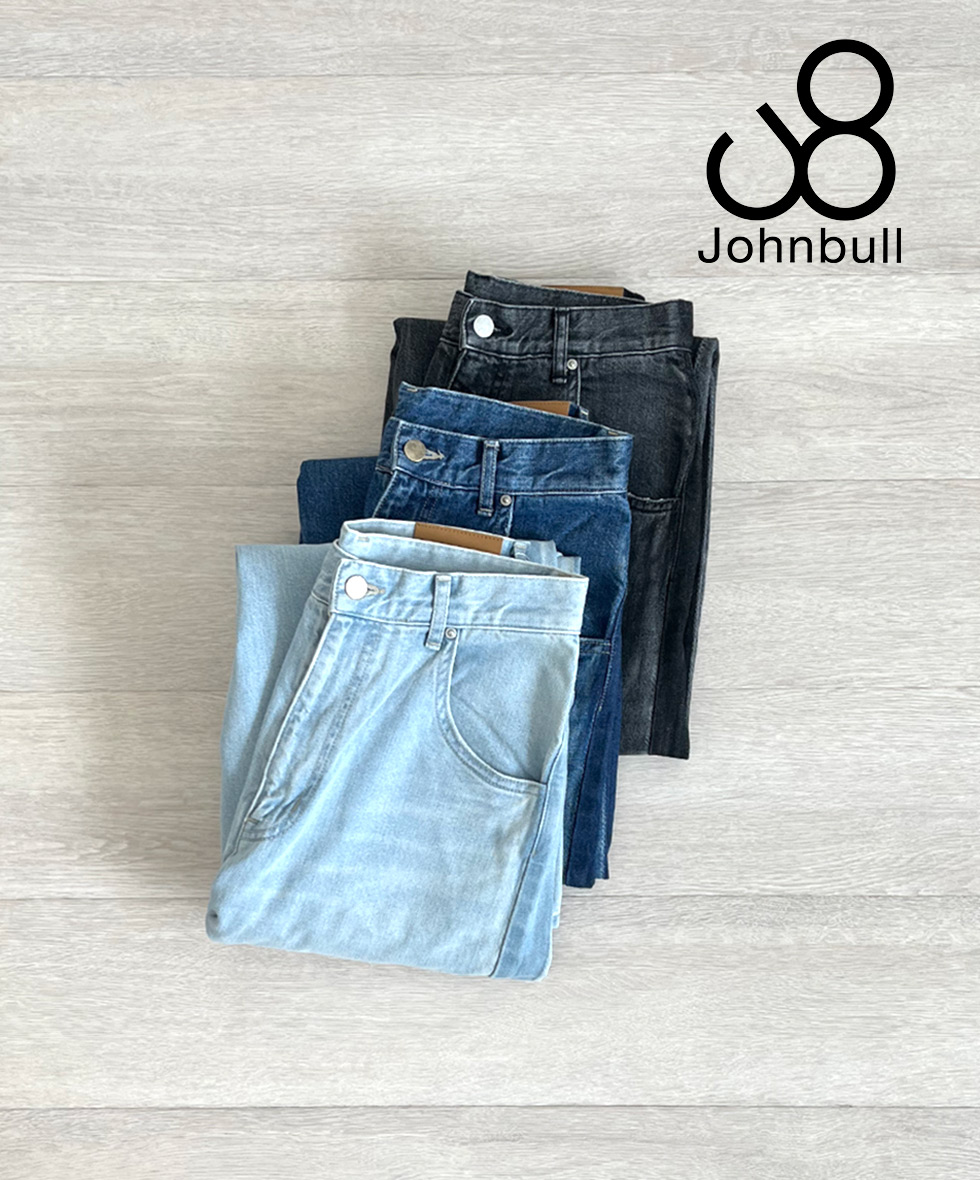 Johnbull サイドラインデニムパンツ ジョンブル デニムパンツ 11オンス ライトデニム ワイドシルエット レディースパンツ