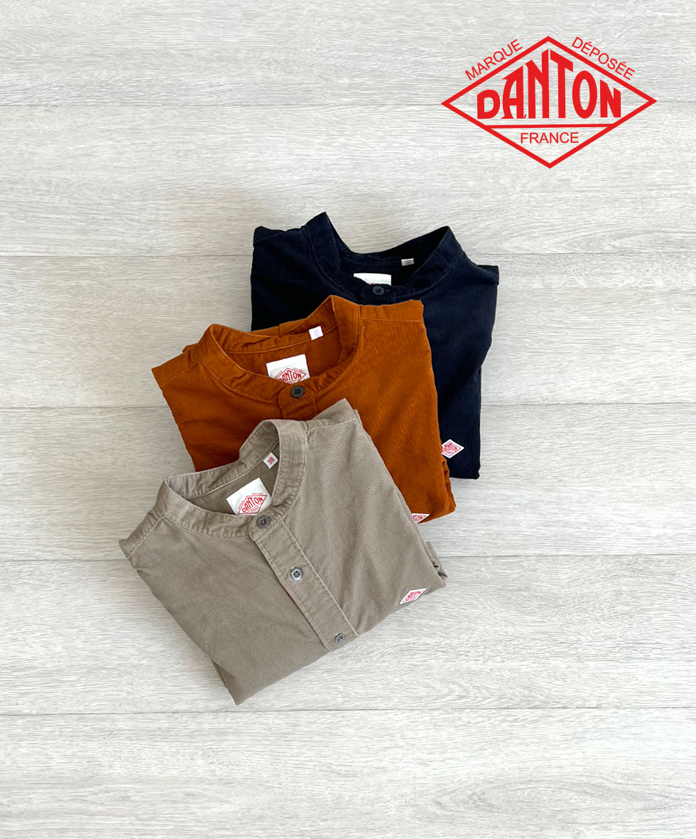 DANTON MEN\u0027S CORDUROY BAND COLLAR SHIRT ダントン メンズ コール天 バンドカラーシャツ 2025AW メンズティーシャツ