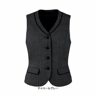 事務服・制服・オフィスウェア ピエ V0311-97 ベスト(4ツボタン) 15号・チャコールグレー|作業服・空調服・防寒着キンショウ