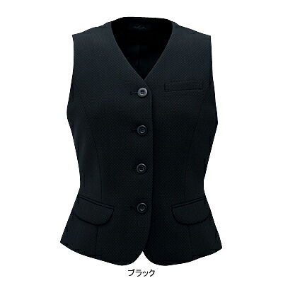 事務服・制服・オフィスウェア ピエ V9570-99 ベスト(ピンクドット) 7号・ブラック