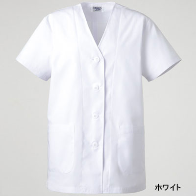 医療白衣・介護服 ソワンクレエ C251 女子衿なし白衣 半袖 S-4L｜作業服・空調服・防寒着キンショウ