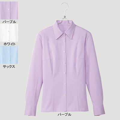 事務服・制服・オフィスウェア ピエ B2711-82 長袖ブラウス 19号・パープル