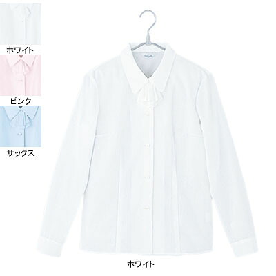 事務服・制服・オフィスウェア ピエ B2431-01 長袖ブラウス 13号・ホワイト