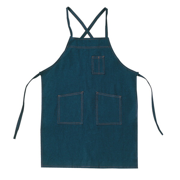 楽天市場】デニム エプロン ポケット3つ 胸付き バッククロス タスキ式