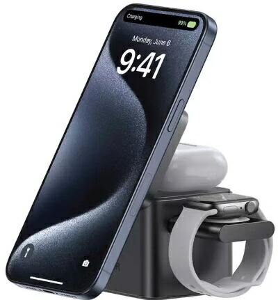 Anker アンカー MagGo 3-in-1 ワイヤレス充電器 Qi2対応 超高速マグネティック B25M5511 iPhone AirPods Apple Watch 置くだけ 超コンパクト｜ワールドデポ