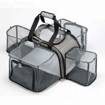 Petique ペティーク 心うれしいキャンパー 薄墨色 愛玩動物手押し車 Petique Happy Camper Grey 愛玩動物装置 犬装置 猫装置 愛玩動物手押し車 小型犬 お出かけ