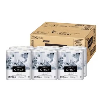 CHEF たっぷり吸収 Mサイズ 100枚 x 2本 6パック入り CHEF Cooking Paper M 100 sheets x 2 roll 6 pack 大容量 まとめ買い お買い得｜ワールドデポ