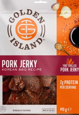 ゴールデンアイランド ポークジャーキー 410g 高品質の豚肉 グルテンフリー 人工添加物不使用 韓国風バーベキュー風味 おつまみ イベント 家飲み おやつ画像