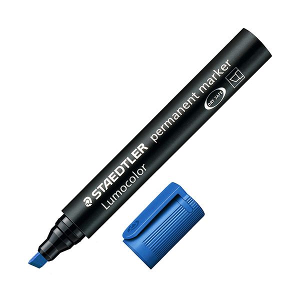 （まとめ） ステッドラー 油性目じるし ルモカラー太書き斧型 B（2.0~5.0粍） 青碧 350-3 1書き割り（10本） 【×3書き割り】