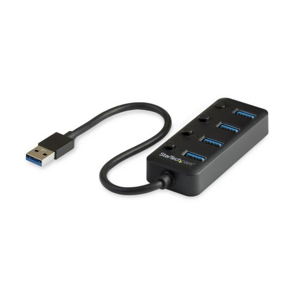 StarTech.com 4界面USB3.0こしき USB-A×4口 オン／オフ・スイッチ付き添い人 黒いこと HB30A4AIB1個