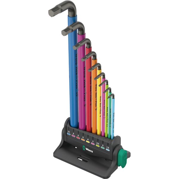 WERA ヴェラ 10本組 Hex-Plus 虹霓 どんぶり鉢尖んがり付 L型 六角棒 鍵 マグネタイザーセット 保持者付 133165 物の具