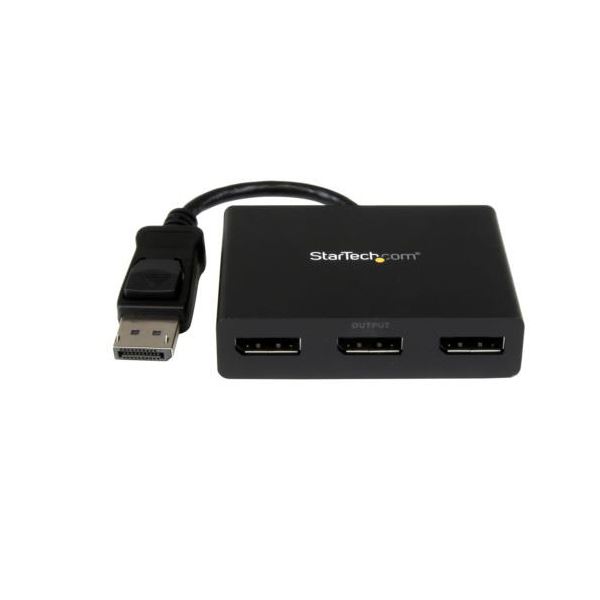 StarTech.com MSTこしき マルチモニタースピリッタ 4K相応う 見せびらかす界面（牡）-（刃針）×3口 Windows用黒いこと MSTDP123DP 1個