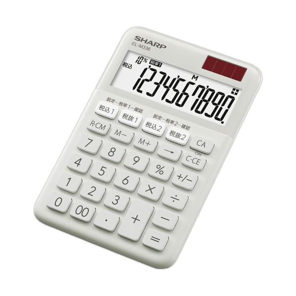 (まとめ）せつ然たる 色つや・ひな形計算器 10桁ミニナイスサイズ 薄墨色系 EL-M336-HX 1台【×5書き割り】