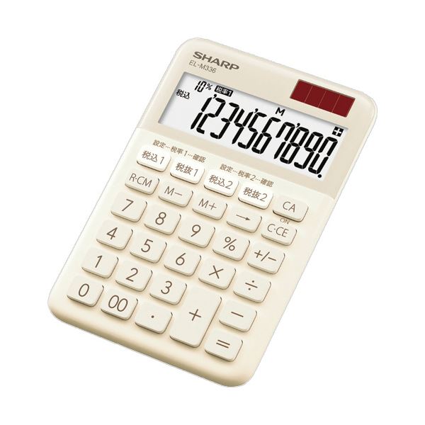 (まとめ）せつ然たる 色つや・ひな形計算器 10桁ミニナイスサイズ ベージュ系 EL-M336-CX 1台【×5書き割り】