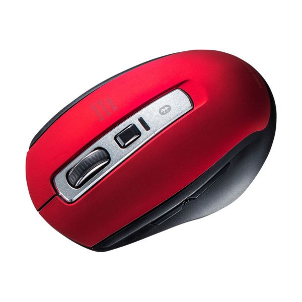(まとめ)サンワサプライ 静音Bluetooth5.0 ブルーLEDマウス レッド MA-BTBL162R 1個