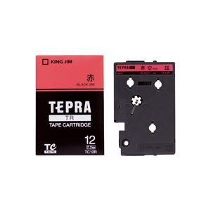 （まとめ）キングジム テプラTRテープ TC12R 赤に黒文字 12mm【×3セット】