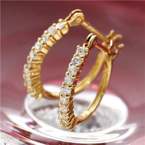 0.2ct K18YGハーフエタニティダイヤモンドピアス｜ワールドデポ