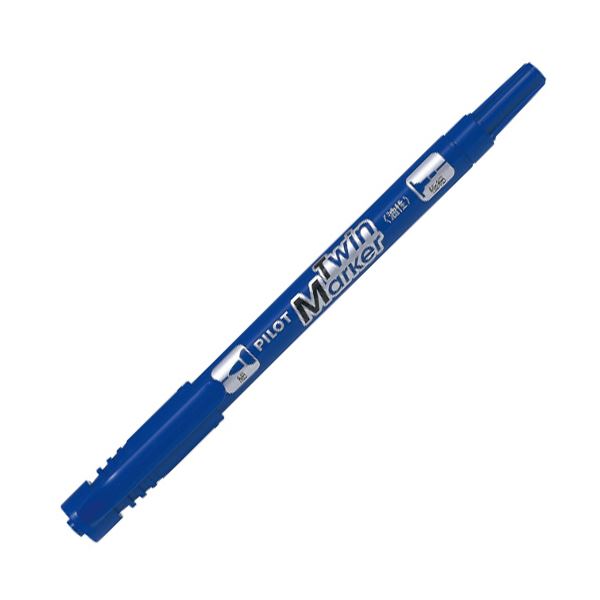 （まとめ） パイロット油性ツインマーカー 細字+極細 ブルー MEF-12EU-L 1セット（10本） 【×5セット】