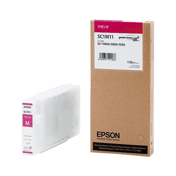 エプソン（EPSON） インクジェット薬莢 SC1M11 【インキ色：マゼンタ 110ml】 1個